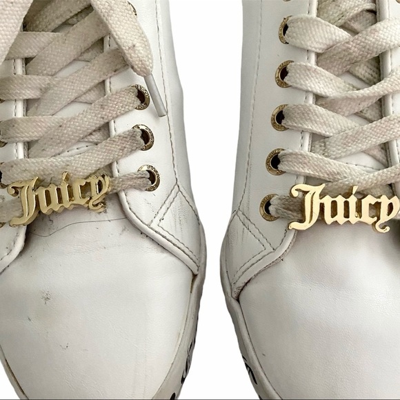 Juicy Couture Chatter Sneakers Sz 7.5 White Low Top Logo Sporty Fashion Lace-up - Picture 4 of 8
